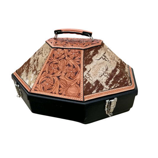 Leather Tooled Hat Can Carrier | Longhorn