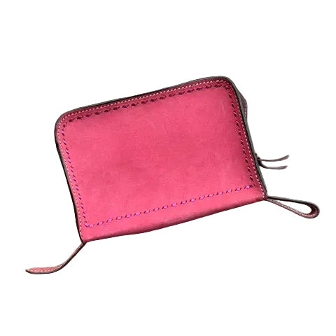 Shaving kit rough out pink leather with pink lace buckstitch