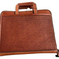Cowboy Briefcase | Toast leather with basket tooling