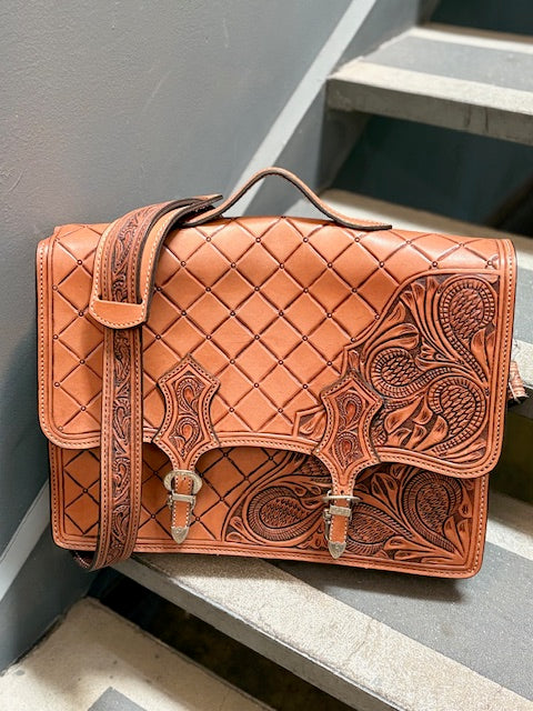 Cowboy Carryall- Gold Combo Tooled