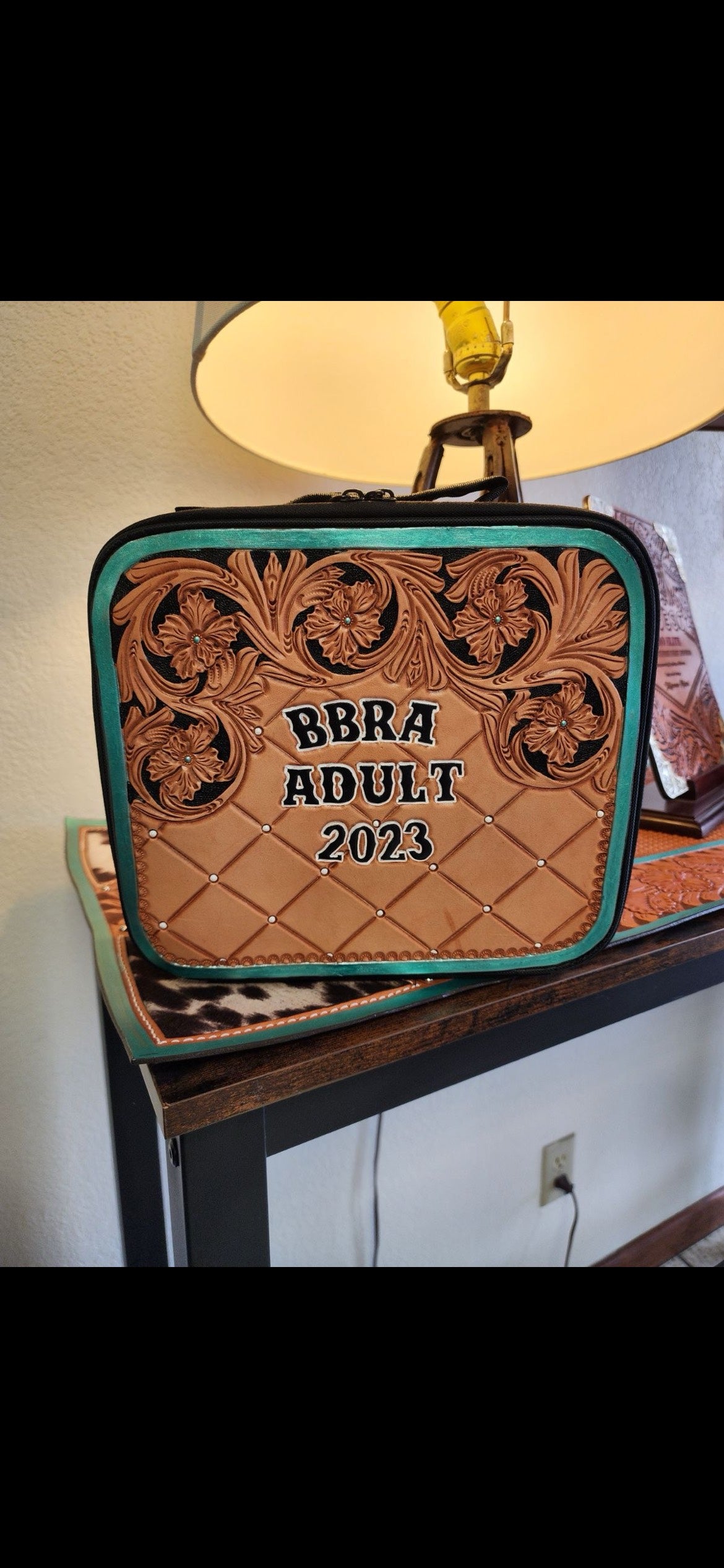 Rodeo Award | Cosmetic/ Vet Case Combo tooled w/ lettering