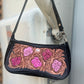 Black croc handbag golden leather patch with Malibu Barbie