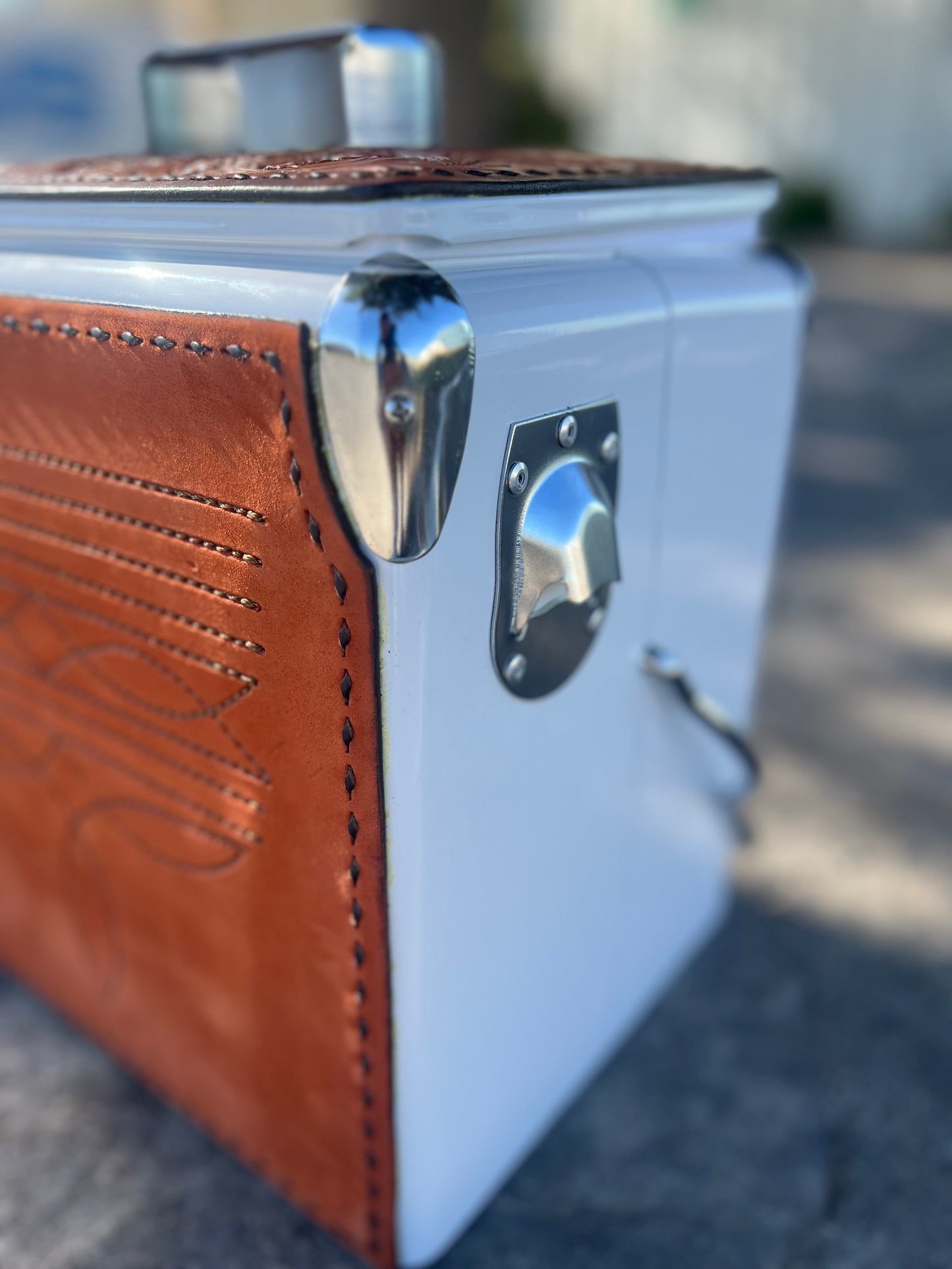 Retro Rodeo White Cooler- Toast Cowboy Stitch