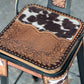 (STOCK!) SET OF 2 BLACK SWIVEL  BAR STOOLS WITH COW SUEDE INLAY
