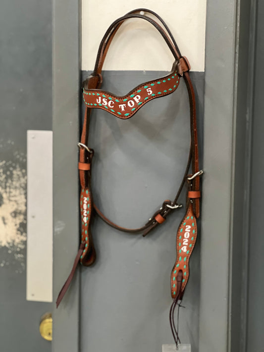Rodeo Award | 1.5" Wave Browband w/ buckstitch & lettering