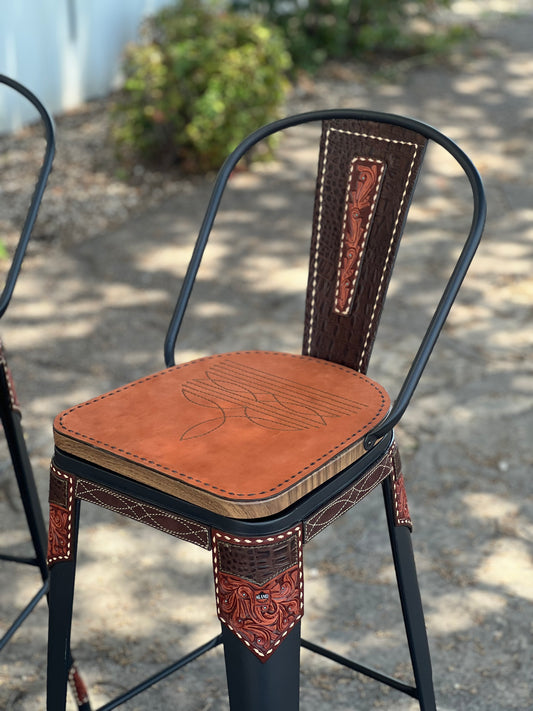 (STOCK) SET OF 2 30" THE CHCOLATE PAISLEY GATOR w/ Tall Back in BLACK