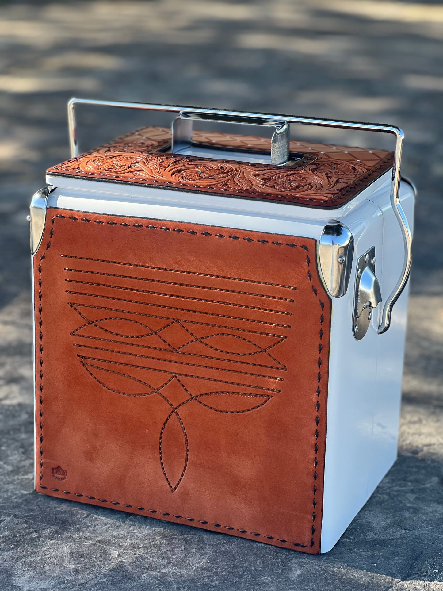 Retro Rodeo White Cooler- Toast Cowboy Stitch