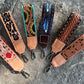 Floral tooled leather keychains