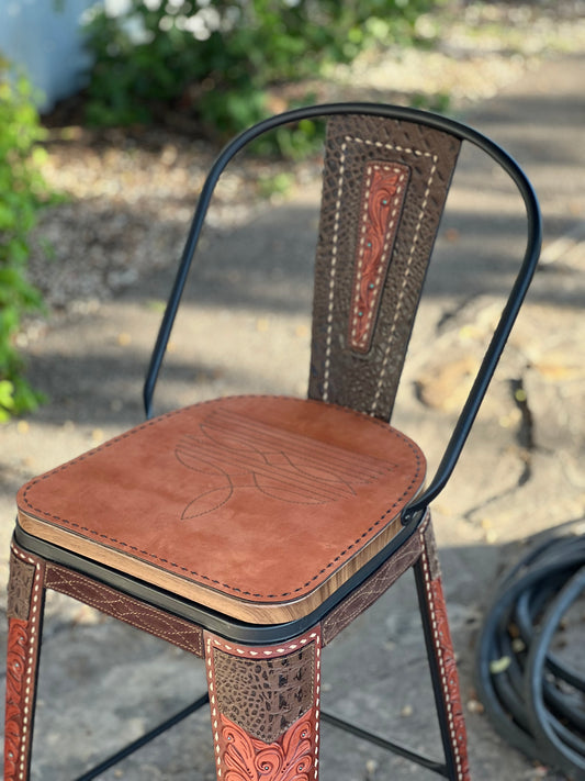 (PRE-ORDER)  SWIVEL BAR STOOLS WITH TALL BACK "The Chocolate Paisley Gator"