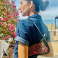 Black croc handbag golden leather patch with Malibu Barbie