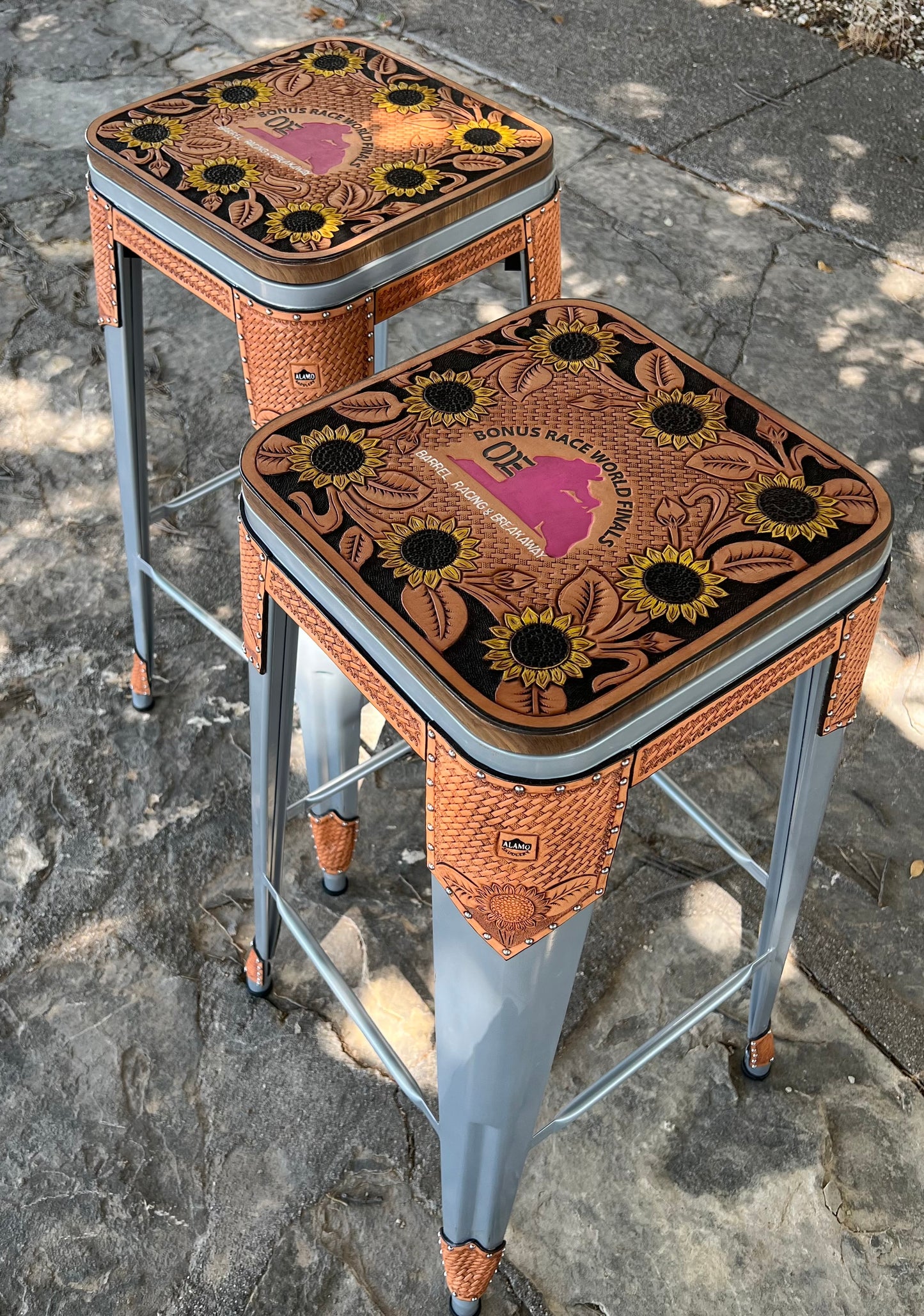 (PRE-ORDER) Set of 2 Bar Stools with Sunflower