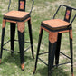 Set of 4 pairs of black swivel bar stools with hand cut logo