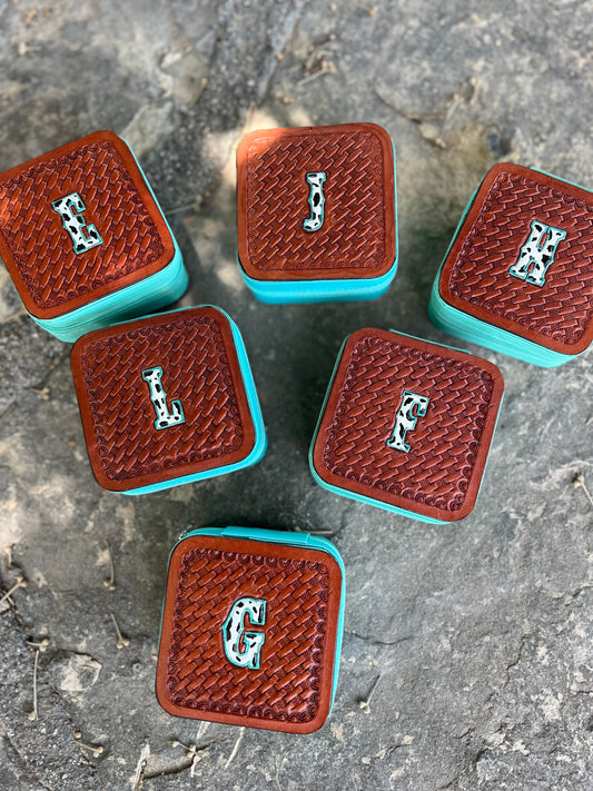 Mini Turquoise Initial Jewelry Box