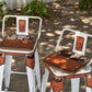 (STOCK!) SET OF 2 24" WHITE SWIVEL  BAR STOOLS WITH COW SUEDE INLAY