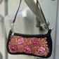 Black croc handbag golden leather patch with Malibu Barbie