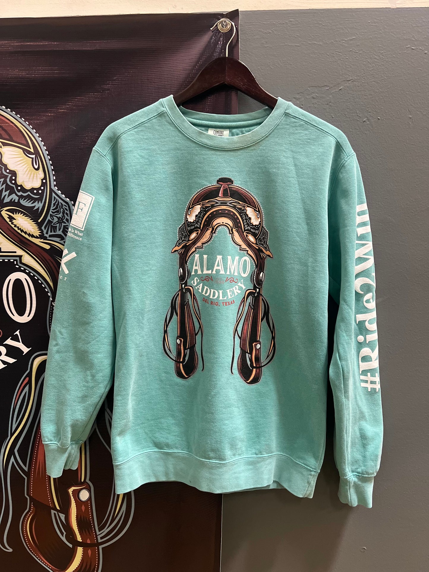 Alamo Saddlery Turquoise Crewneck