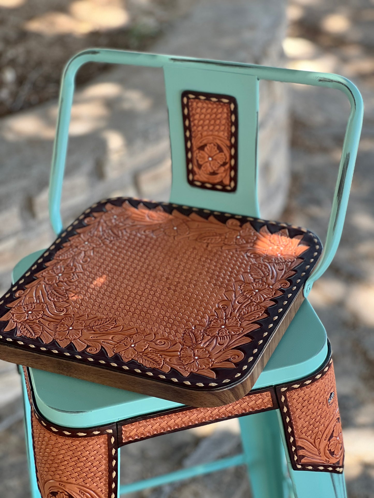 (STOCK!) SET OF 2 30" THE CINNAMON SWIVEL TURQUOISE  BAR STOOLS