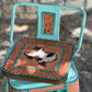 (STOCK!) SET OF 2 26" TURQUOISE SWIVEL  BAR STOOLS WITH TEXAS STATE INLAY