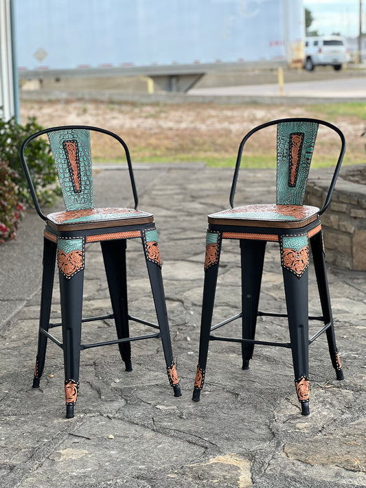 (STOCK) SET OF 2 26" THE TURQUOISE GATOR w/ Tall Back in BLACK