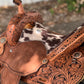 15" El pinto (Two-toned leather w/ Cheyanne roll) Barrel Saddle