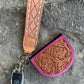 Floral tooled leather keychains