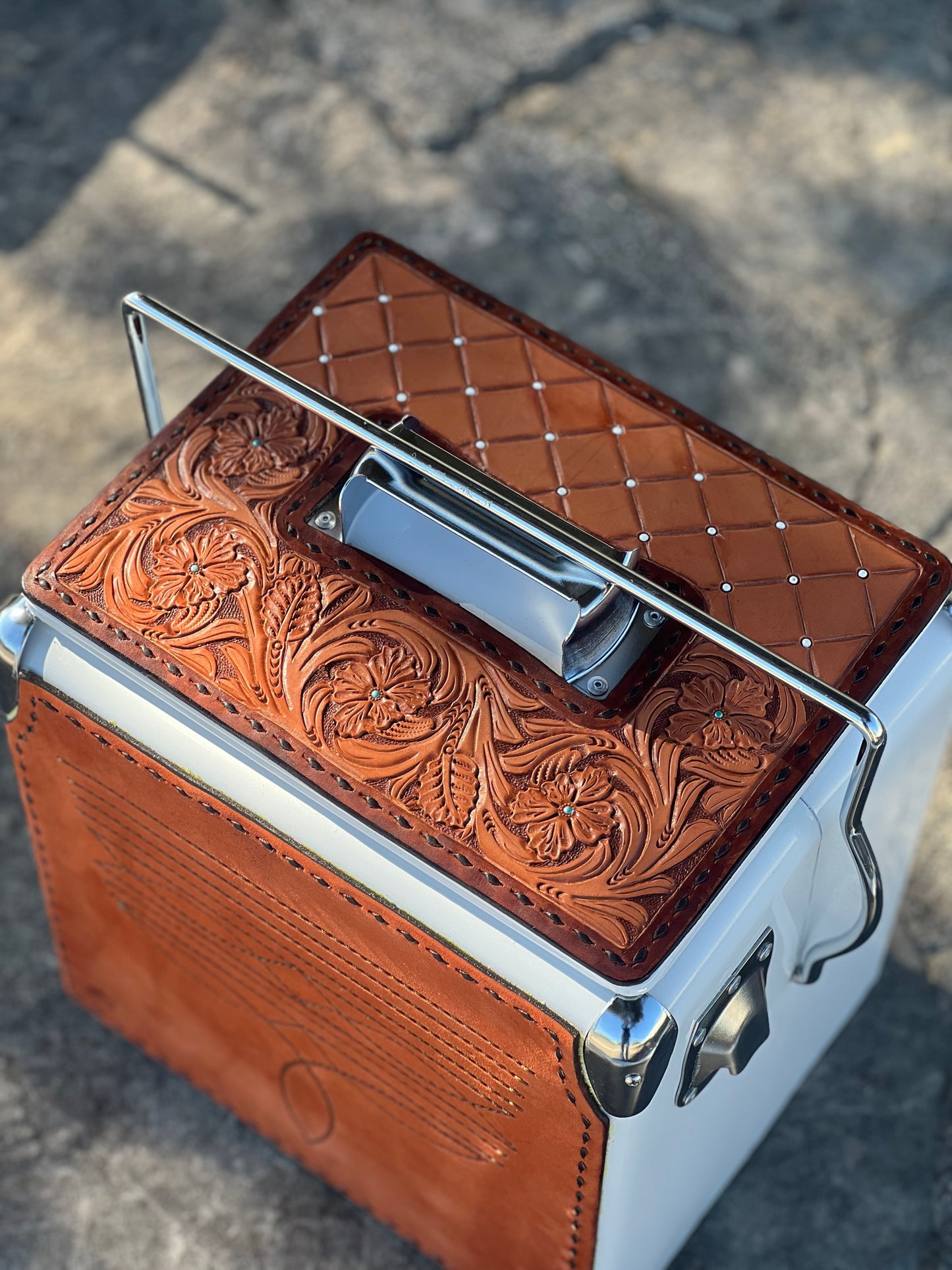 Retro Rodeo White Cooler- Toast Cowboy Stitch