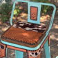 (STOCK!) SET OF 2 TURQUOISE SWIVEL  BAR STOOLS WITH COW SUEDE INLAY