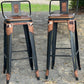 (STOCK!) SET OF 2 BLACK SWIVEL  BAR STOOLS WITH COW SUEDE INLAY