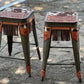 (STOCK!) SET OF 2 24" GUNMETAL BAR STOOLS WITH COW SUEDE & FRINGE INLAY