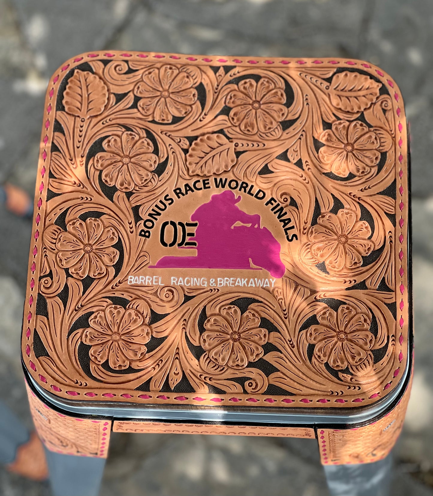 (PRE-ORDER) Full floral with Pink Buckstitch Bar Stools