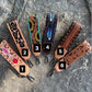 Floral tooled leather keychains