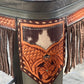 (PRE-ORDER!) COW SUEDE & FRINGE INLAY Barstools w/ No back
