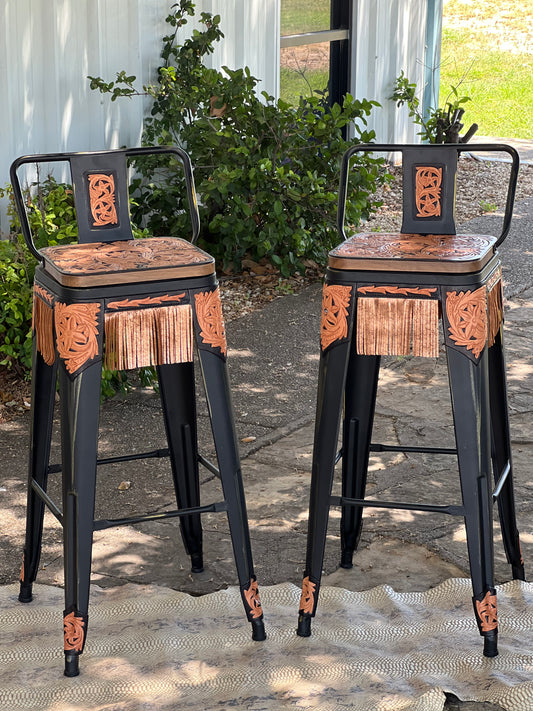 THE GOLDEN COWBOY Bar Stools w/ Short Back