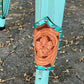 (STOCK!) SET OF 2 26" TURQUOISE SWIVEL  BAR STOOLS WITH TEXAS STATE INLAY