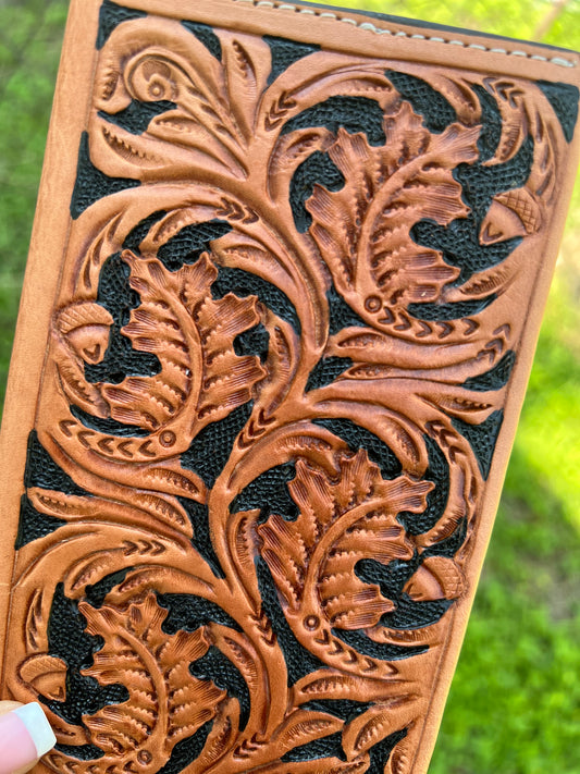 Floral Tooled Tally Book w/ Black Background Paint