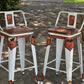 (STOCK!) SET OF 2 24" WHITE SWIVEL  BAR STOOLS WITH COW SUEDE INLAY