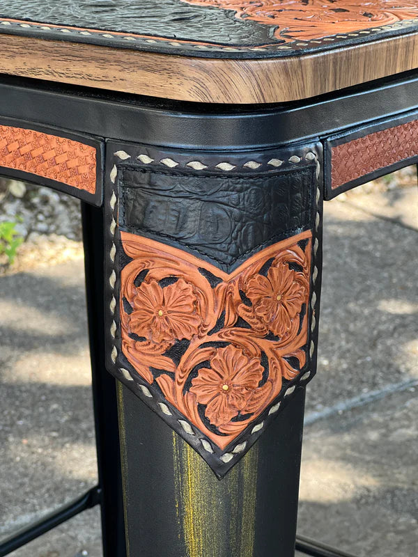 (STOCK!) SET OF 2 30" Black Gator Bar stools w/ black short back bar stools