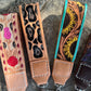 Floral tooled leather keychains