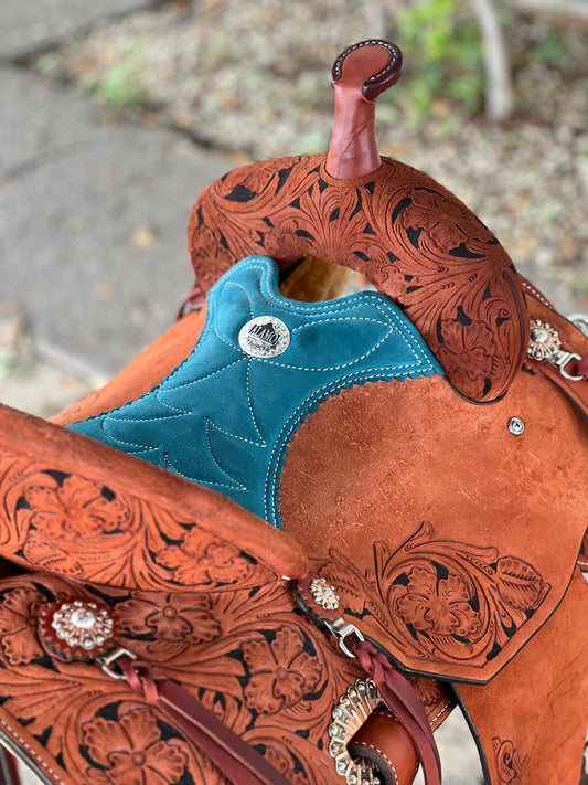 14.5" Ranshe Turquoise Barrel Saddle