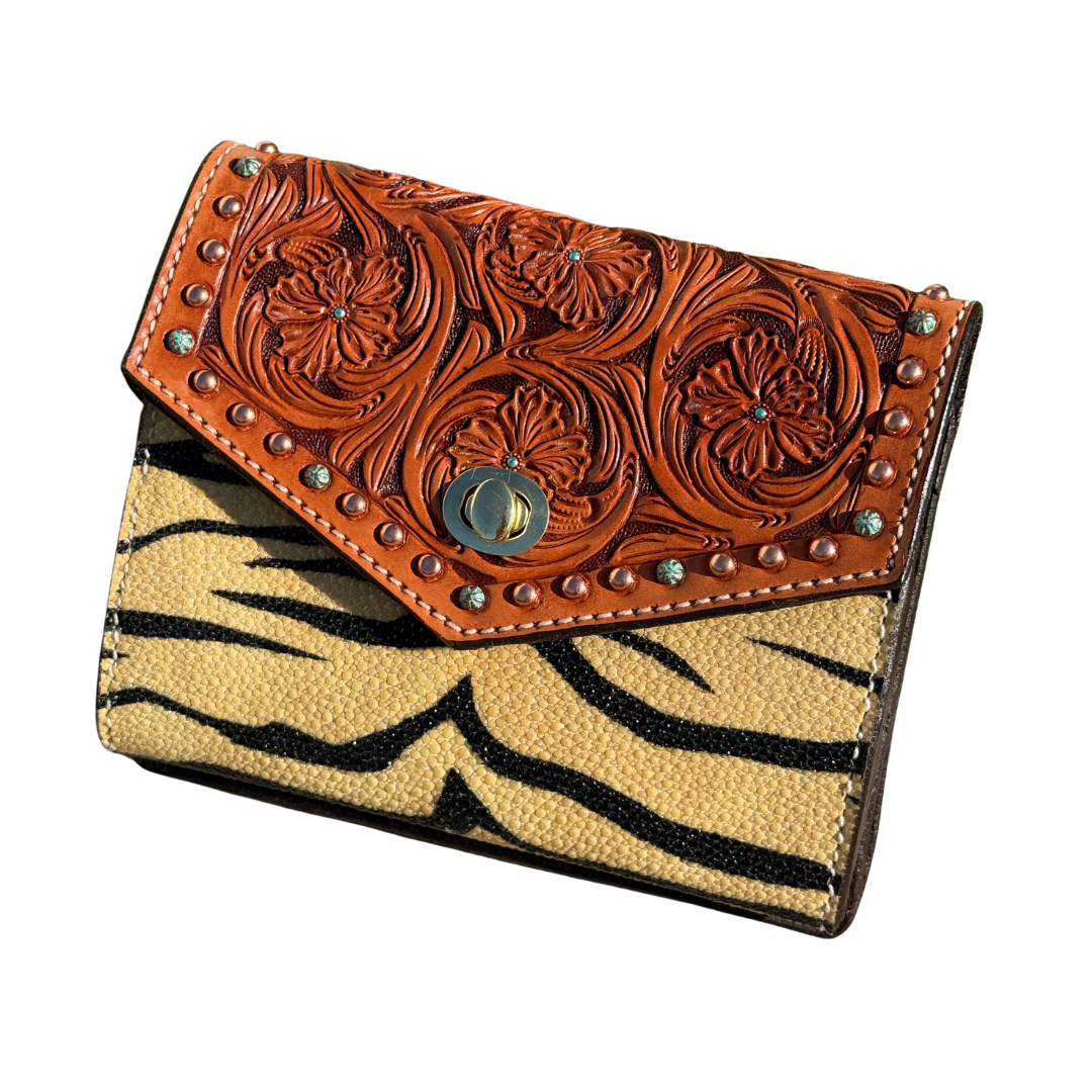 The Exotic Wallet Clutch | Turquoise Sunset & Tiger (1)