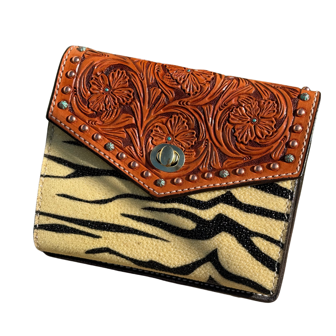 The Exotic Wallet Clutch | Turquoise Sunset & Tiger (2)