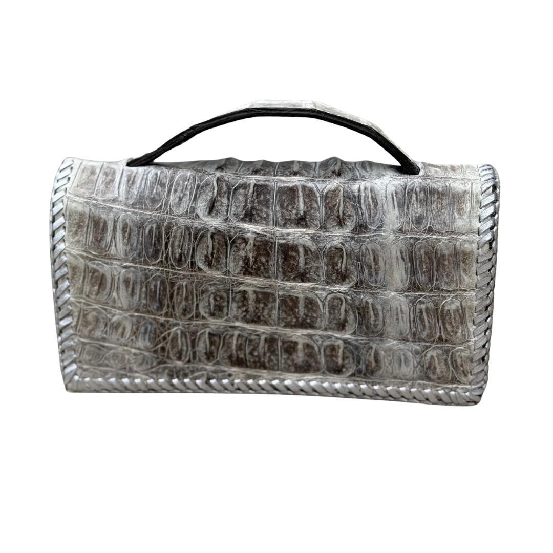 The Dime | Genuine Gator Mini Handbag - Sterling