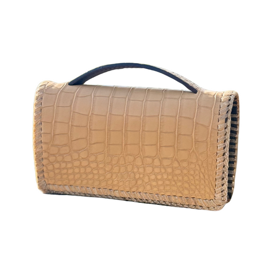 The Dime | Genuine Gator Mini Handbag - Saddle Tan