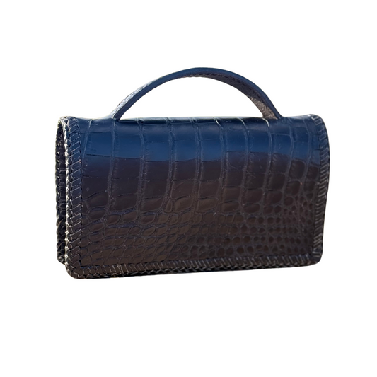 The Dime | Genuine Gator Mini Handbag - Black Diamond
