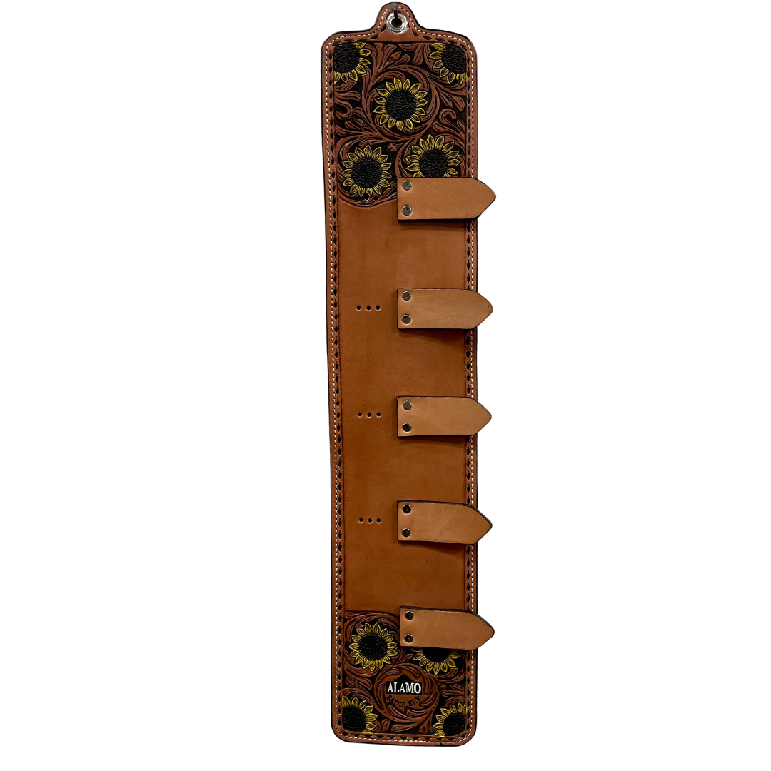 Sunflower Buckle Holder Golden Leather w/ Buckstitch