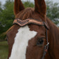 2217-CA 1-1/2" Wave browband headstall toast leather antique elephant and copper crackle overlay with spots