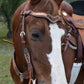 2217-CA 1-1/2" Wave browband headstall toast leather antique elephant and copper crackle overlay with spots