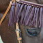 2F15-LC 3/4" Straight browband headstall golden leather with latigo braiding, fringe, and tassels
