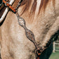3065-JGB 2" Scalloped breast collar golden leather brown gator overlay with crystals and spots