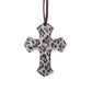 Cross golden leather cheetah overlay with SS spots and a turquoise stone.